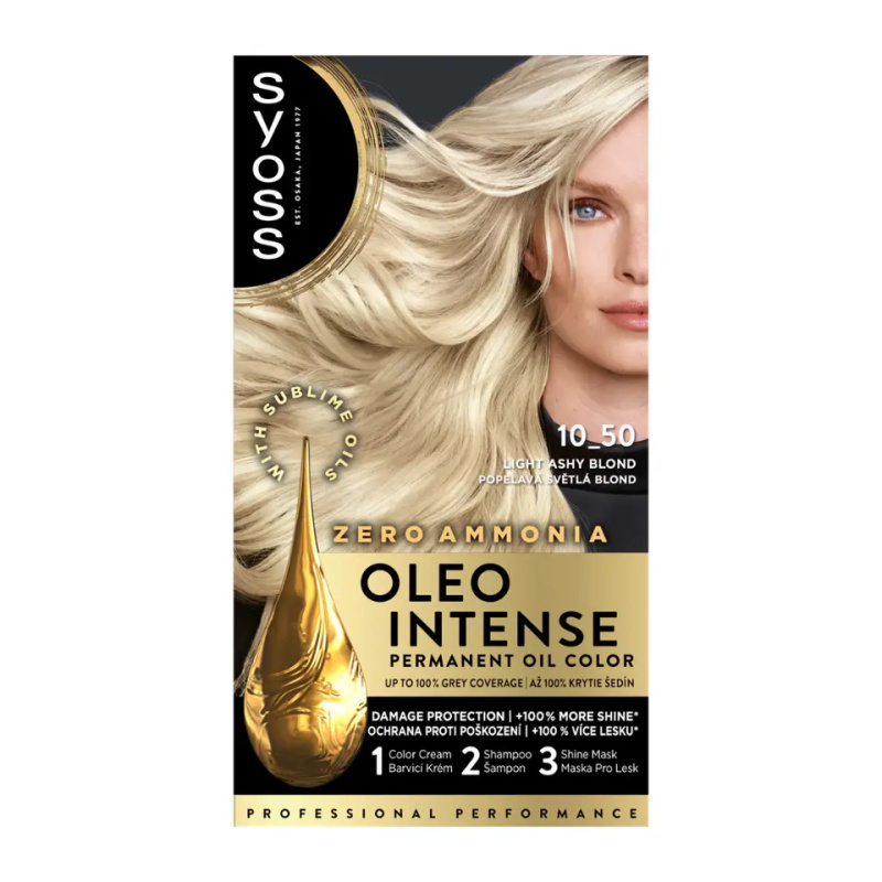 Syoss Oleo Intense permanentní barva na vlasy s olejem odstín 10-50 Popelavá blond 1 ks