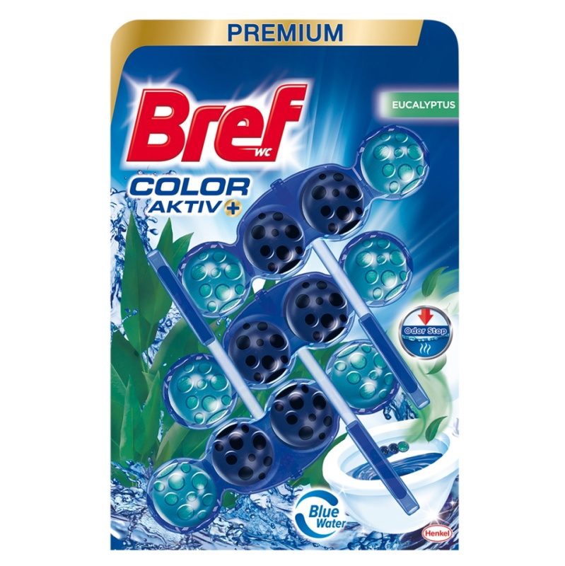 Bref Color Aktiv Premium - WC blok - Eucalyptus, 3 x 50 g