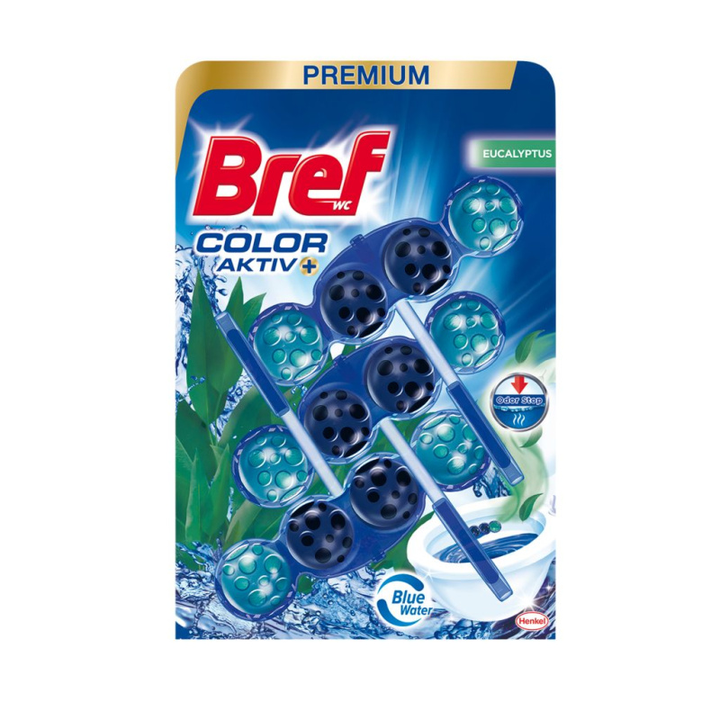 Bref Color Aktiv Premium - WC blok - Eucalyptus, 3 x 50 g