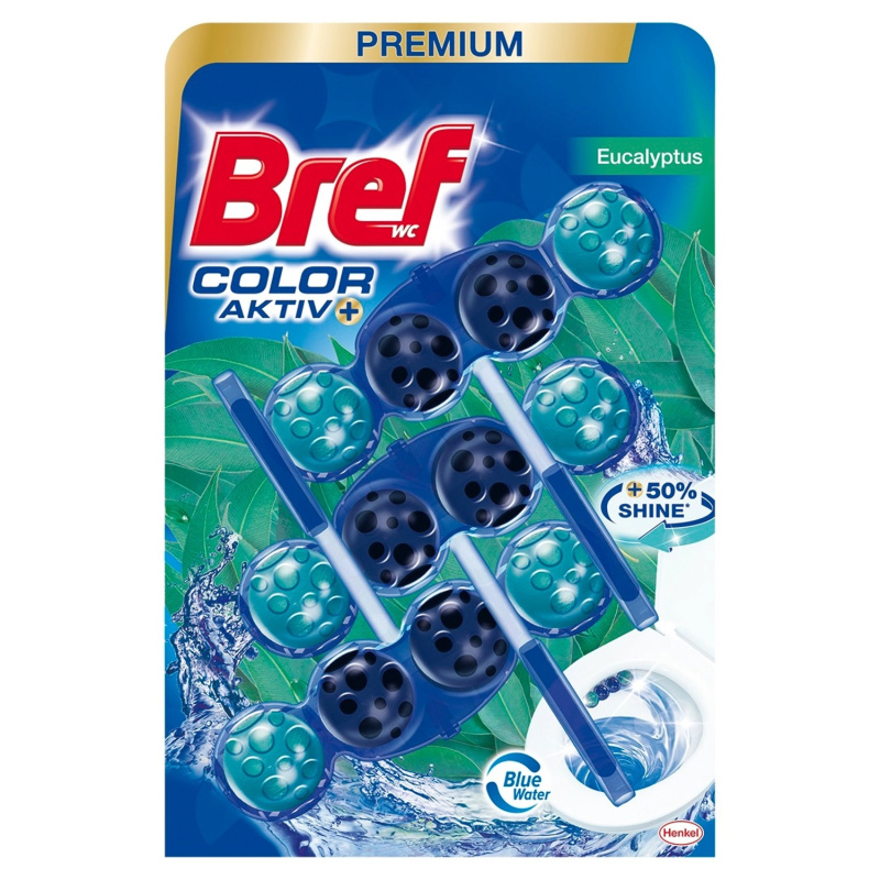 Bref Color Aktiv Premium - WC blok - Eucalyptus, 3 x 50 g