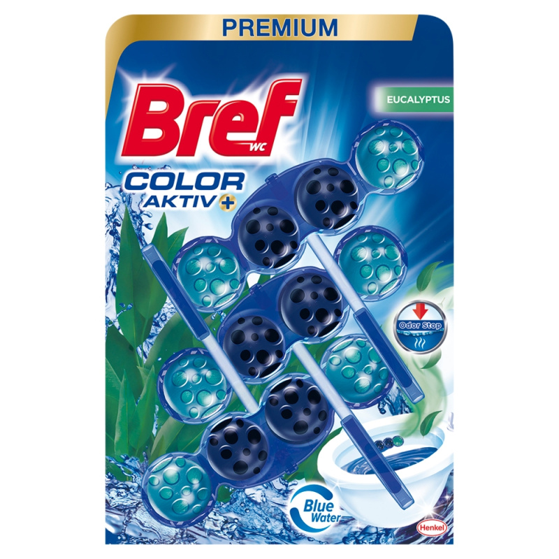 Bref Color Aktiv Premium - WC blok - Eucalyptus, 3 x 50 g