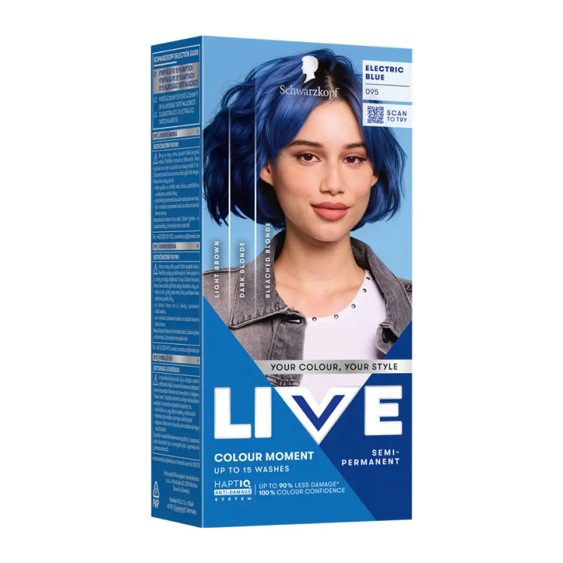 Schwarzkopf LIVE Ultra Brights or Pastel semipermanentní barva na vlasy odstín 095 Electric Blue 1 ks