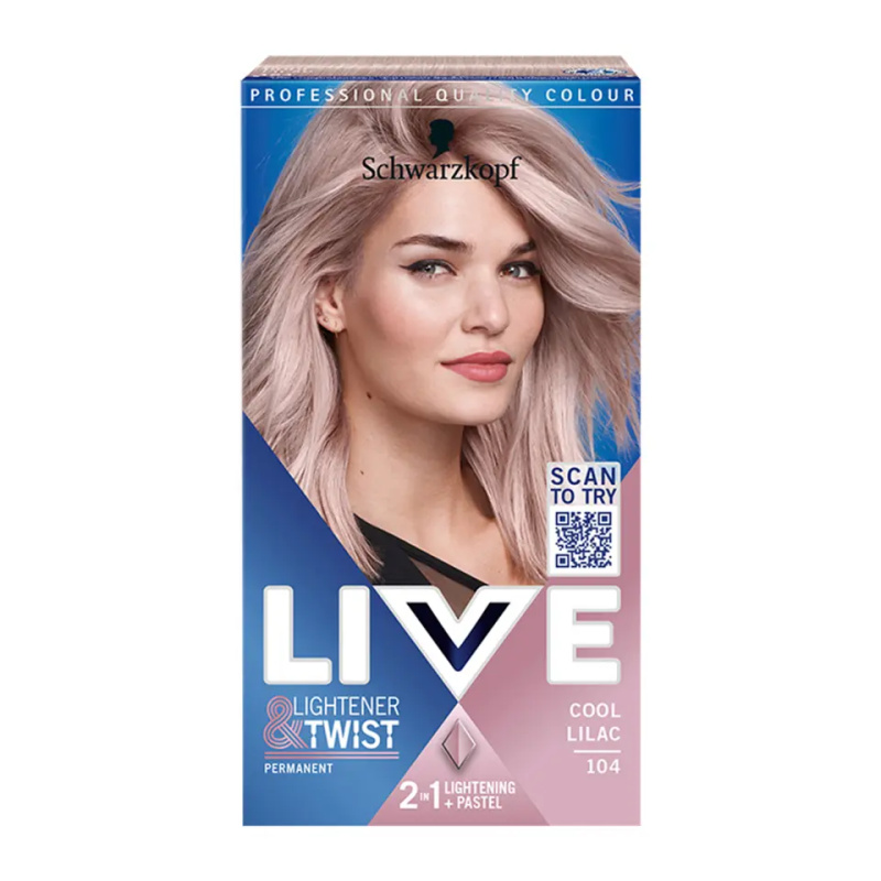Schwarzkopf LIVE Lightener & Twist permanentní barva na vlasy pro zesvětlení vlasů odstín 104 Chladná šeříková 1 ks