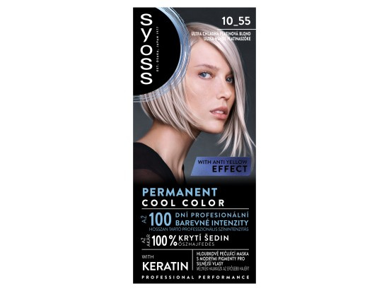 Syoss Permanent Cool Color permanentní barva na vlasy s chladným podtónem odstín 10_55 Ultra platinová blond 1 ks