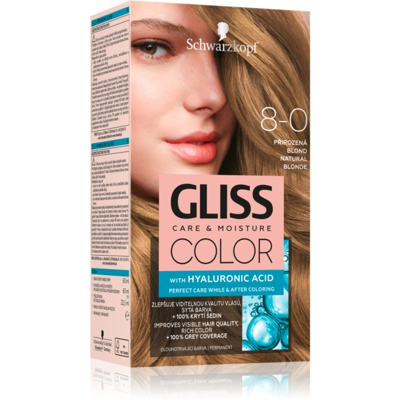 Schwarzkopf Gliss Color permanentní barva na vlasy odstín 8-0 Přirozená blond 1 ks