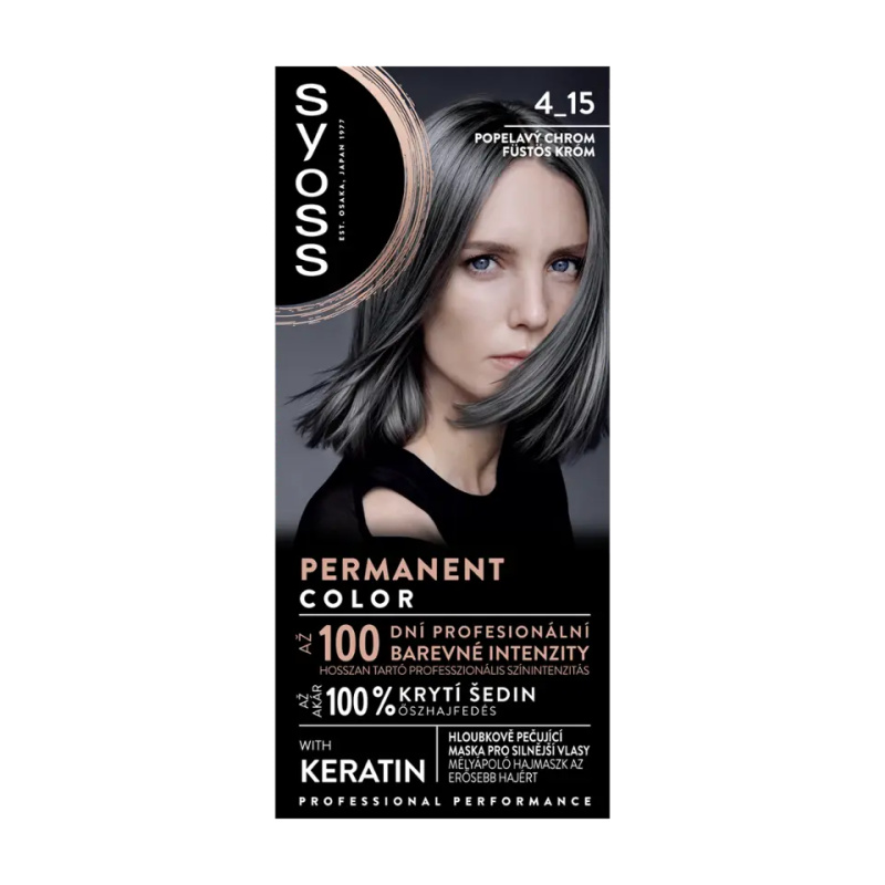 Syoss Permanent Color permanentní barva na vlasy odstín 4_15 Popelavý chróm 1 ks