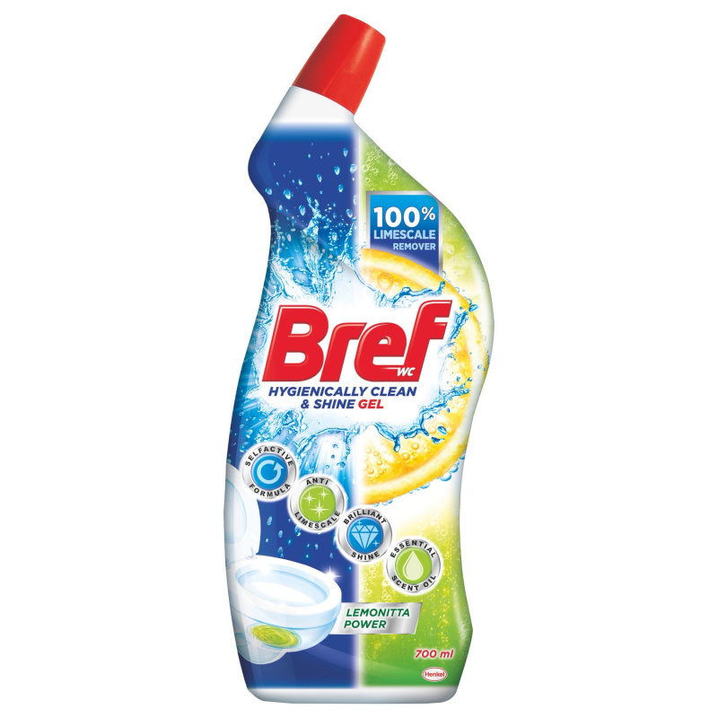 Bref Power Aktiv - WC gel - Lemon, 700 ml