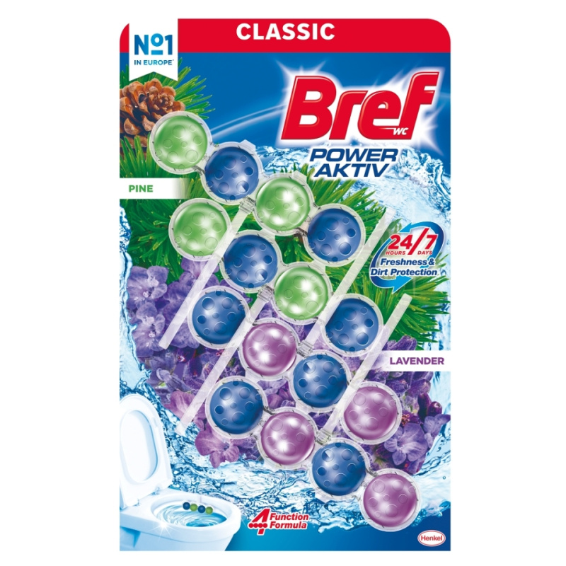 BREF Power Activ Tuhý WC blok Pine / Levander 4 x 50 g