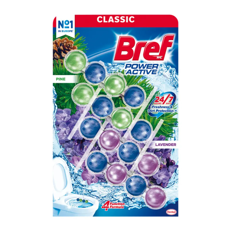 Bref Power Aktiv Pine Lavender Tuhý WC blok 4 x 50 g