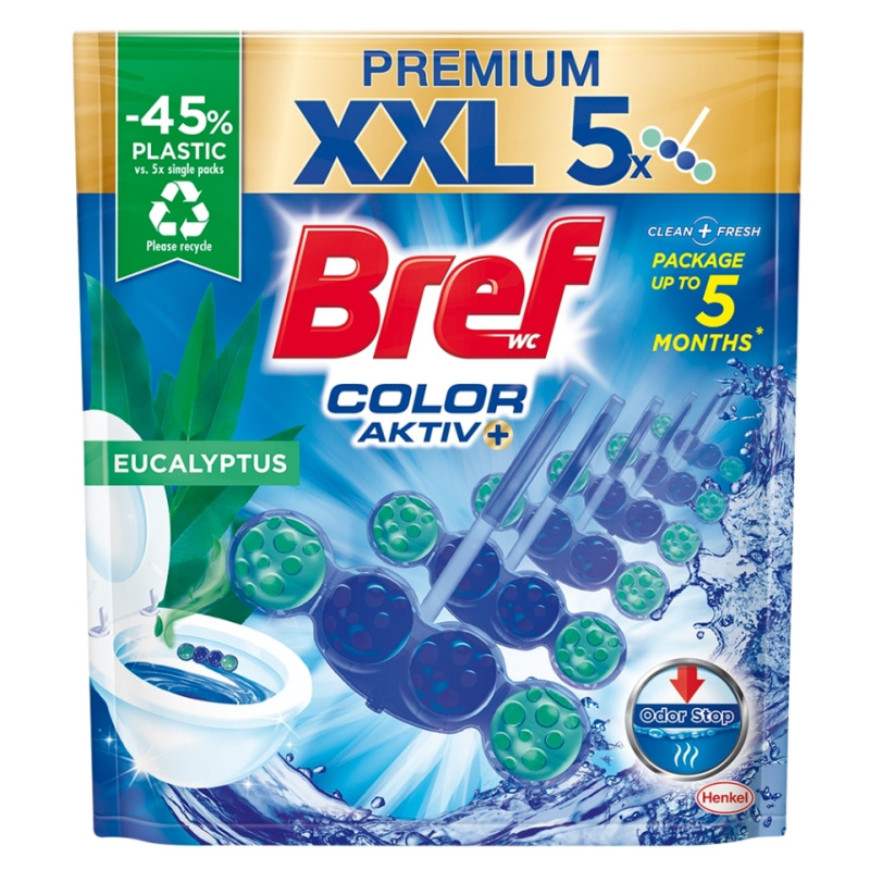 BREF Color Aktiv Tuhý WC blok Eucalyptus 5 x 50 g