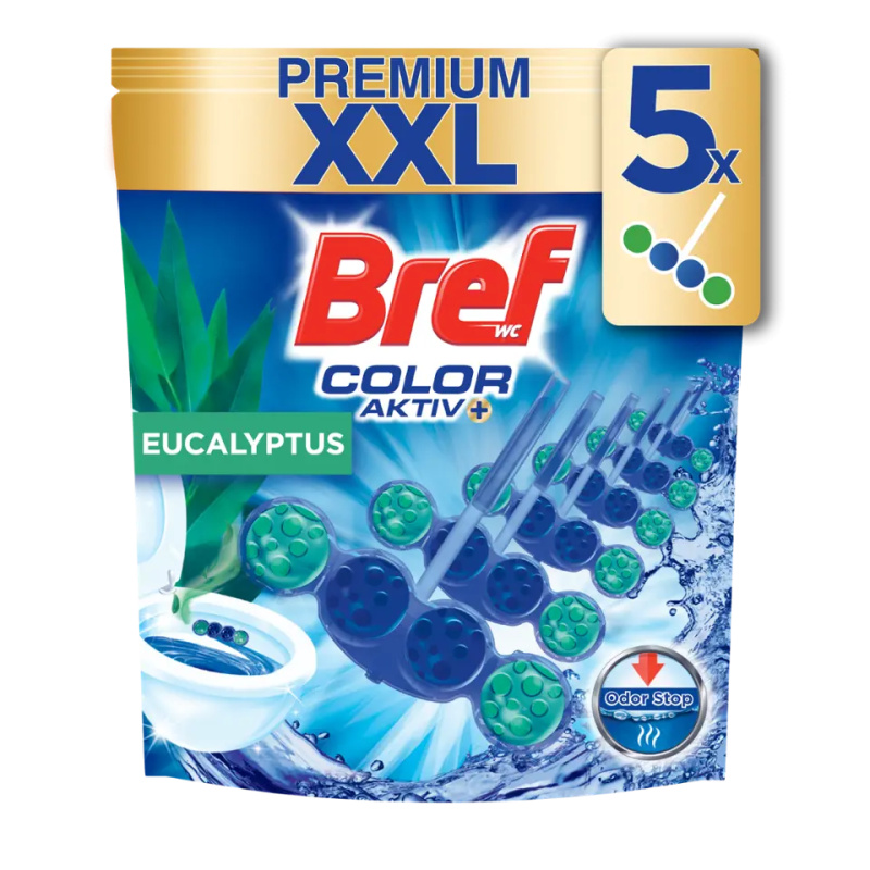 BREF Color Aktiv Tuhý WC blok Eucalyptus 5 x 50 g