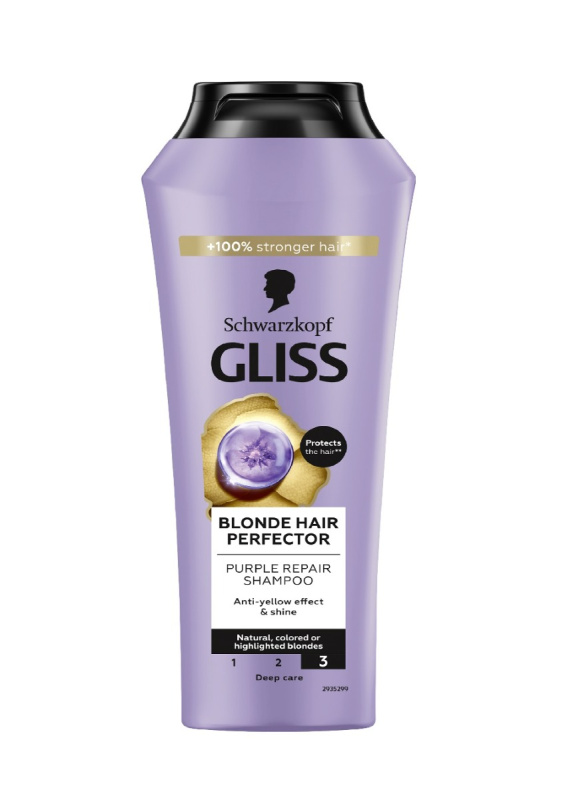Schwarzkopf Gliss Blonde Hair Perfector vlasový šampon neutralizující žluté tóny 250 ml