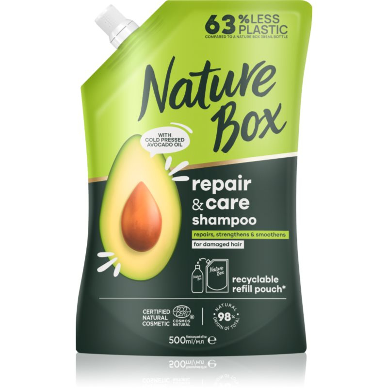 Nature Box Avocado hloubkově regenerační šampon na roztřepené konečky vlasů náhradní náplň 500 ml