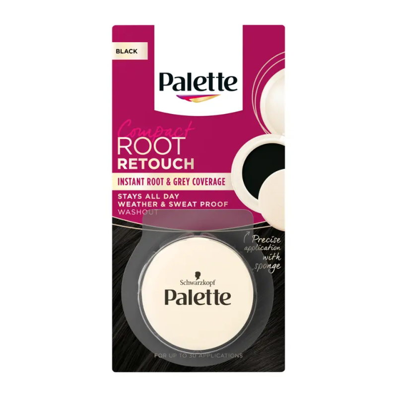 Schwarzkopf Palette Compact Root Retouch vlasový korektor odrostů a šedin s pudrovým efektem odstín Černý 3 g