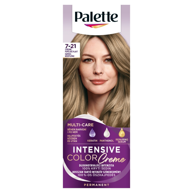Schwarzkopf Palette Intensive Color Creme permanentní barva na vlasy odstín Medium Ash Blonde 7-21 1 ks