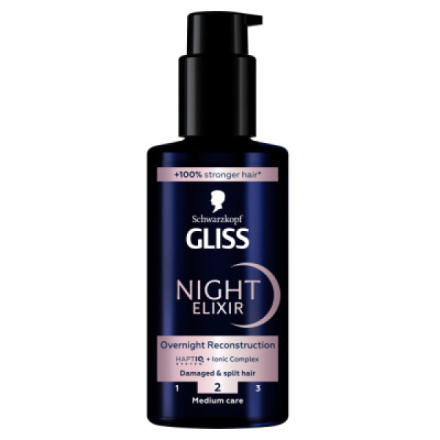 Schwarzkopf Gliss Night Elixir bezoplachový elixír na roztřepené konečky vlasů 100 ml