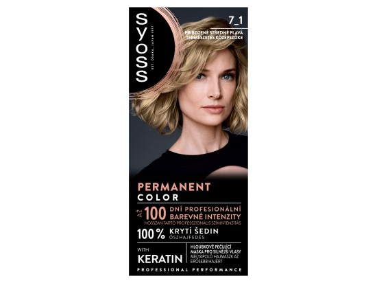 Syoss Permanent Color permanentní barva na vlasy odstín 7_1 Přírodní středně plavý 1 ks