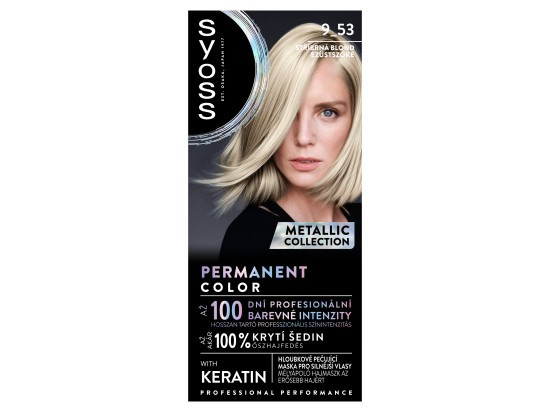 Syoss Permanent Color Metallic Collection permanentní barva na vlasy odstín 9-53 Zářivě stříbřitý 1 ks