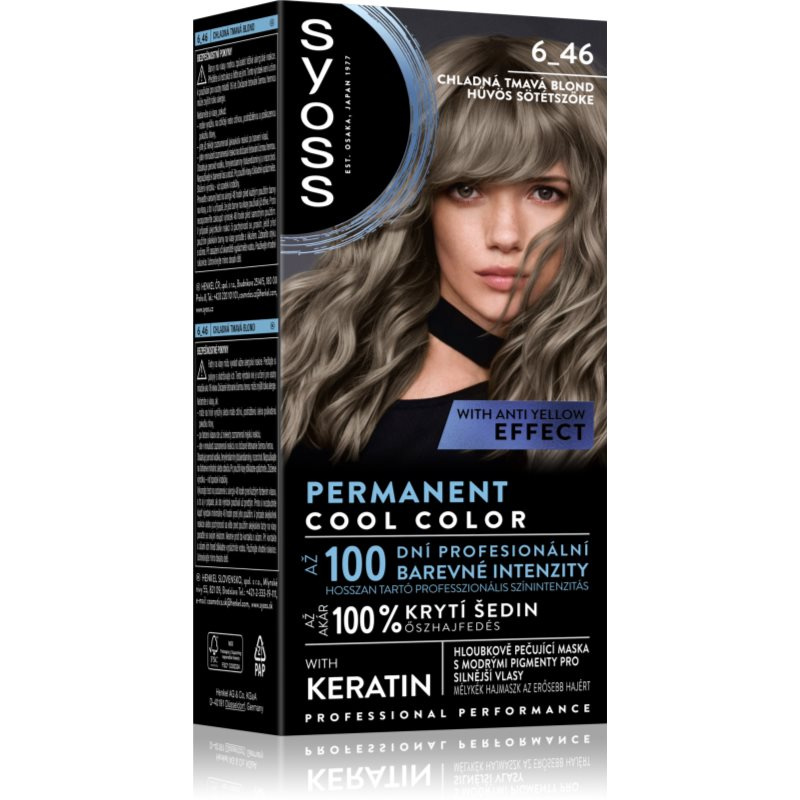 Syoss Permanent Cool Color permanentní barva na vlasy odstín 6_46 Chladná tmavá blond 1 ks