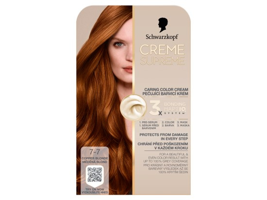 Schwarzkopf Creme Supreme permanentní barva na vlasy odstín 7-7 Copper Blonde 60 ml