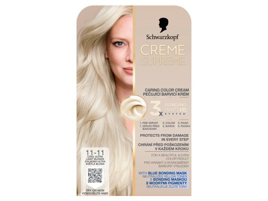 Schwarzkopf Creme Supreme permanentní barva na vlasy odstín 11-11 Chladná ultra světlá blond 60 ml