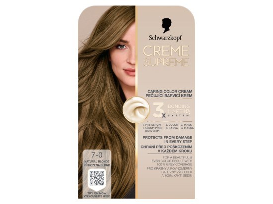 Schwarzkopf Creme Supreme permanentní barva na vlasy odstín 7-0 Přirozená blond 60 ml