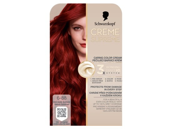 Schwarzkopf Creme Supreme permanentní barva na vlasy odstín 6-88 Tmavá červená 60 ml
