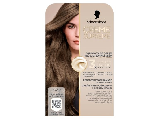 Schwarzkopf Creme Supreme permanentní barva na vlasy odstín 7-42 Béžová blond 60 ml