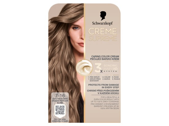 Schwarzkopf Creme Supreme permanentní barva na vlasy odstín 7-16 Chladná popelavá blond 60 ml
