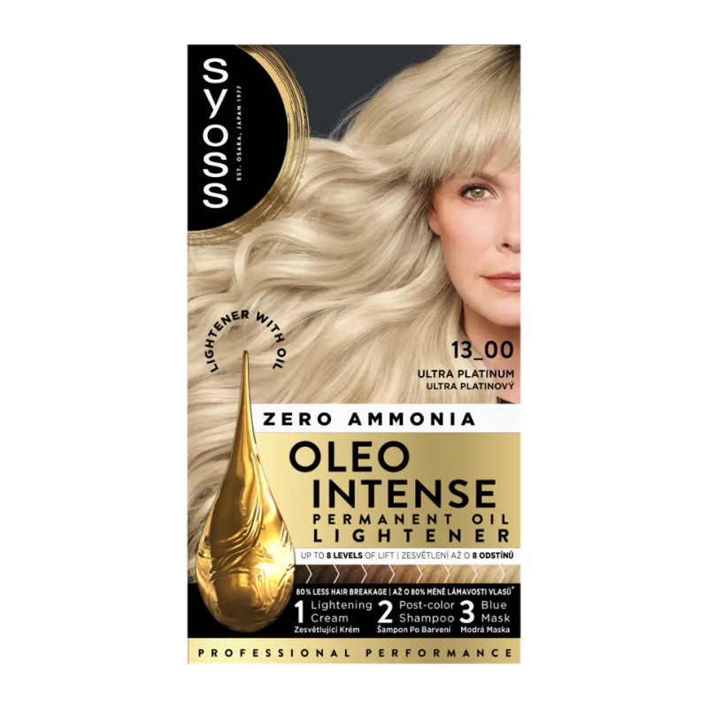 Syoss Oleo Intense permanentní barva na vlasy pro zesvětlení vlasů odstín 13-00 Ultra Platinum 50 ml