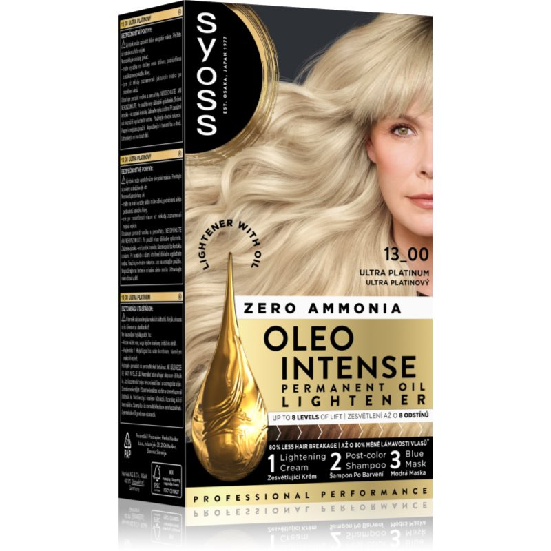 Syoss Oleo Intense permanentní barva na vlasy pro zesvětlení vlasů odstín 13-00 Ultra Platinum 50 ml