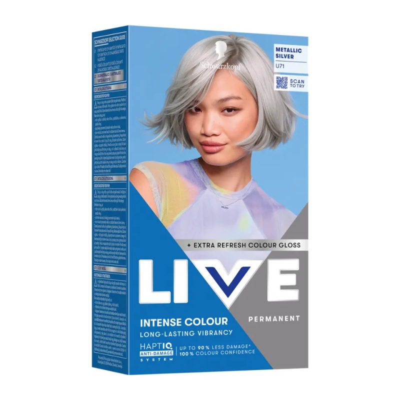 Schwarzkopf LIVE Intense Colour permanentní barva na vlasy odstín U71 Metallic Silver 1 ks