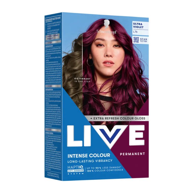 Schwarzkopf LIVE Intense Colour permanentní barva na vlasy odstín L76 ultra Violet 1 ks