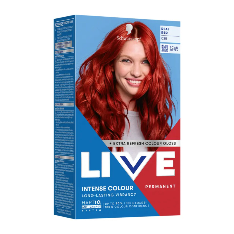 Schwarzkopf LIVE Intense Colour permanentní barva na vlasy odstín 035 Real Red 1 ks