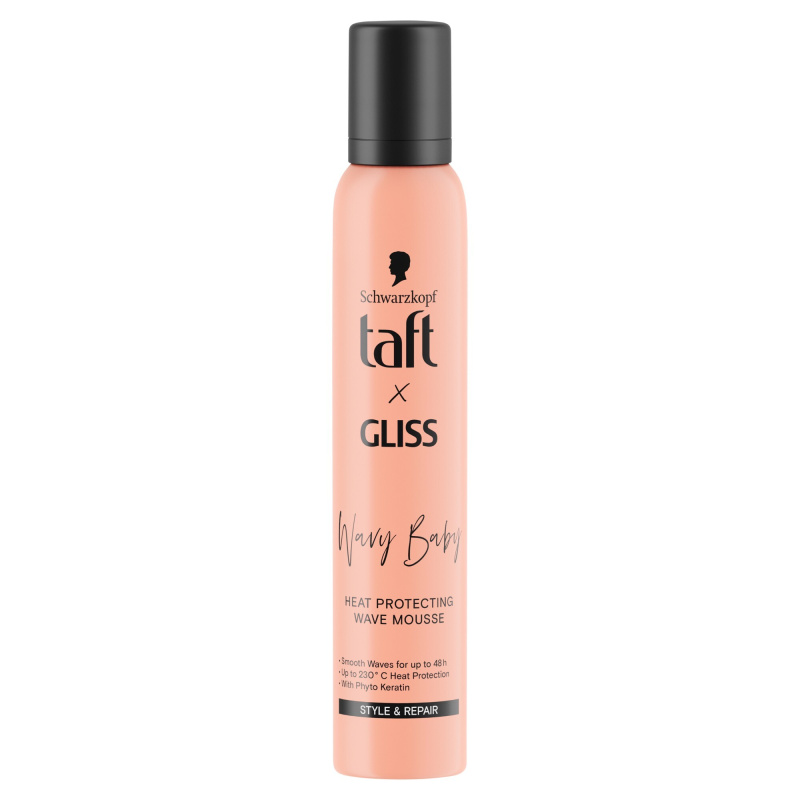 Schwarzkopf Taft x Gliss termoochranná pěna pro objem a tvar účesu pro vlnité a kudrnaté vlasy 200 ml
