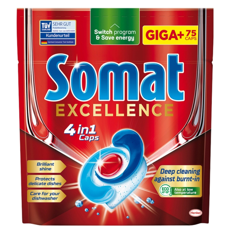 SOMAT Excellence 4in1 Kapsle do myčky 75 kusů