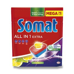 Tablety do myčky Somat - All in One Extra Lemon, 75 ks