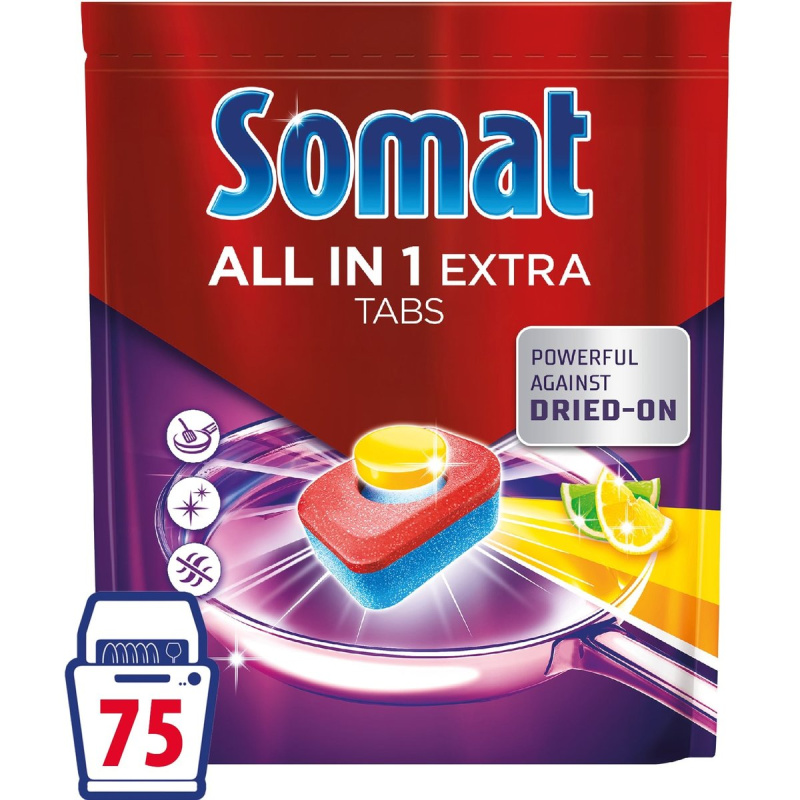 Tablety do myčky Somat - All in One Extra Lemon, 75 ks