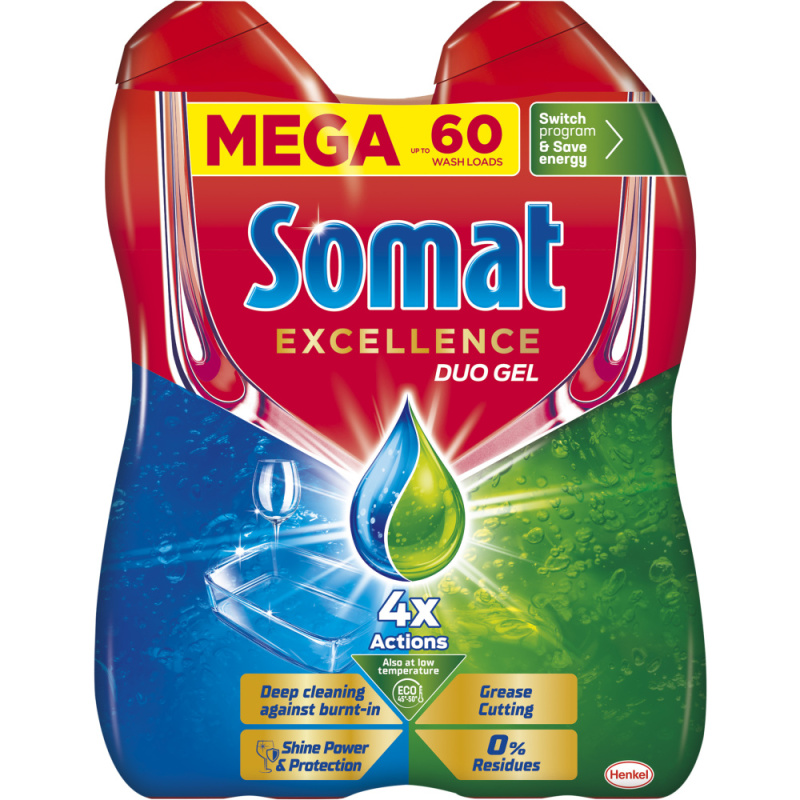 Somat Excellence Anti-Grease gel do myčky nádobí (2×0,54 l)