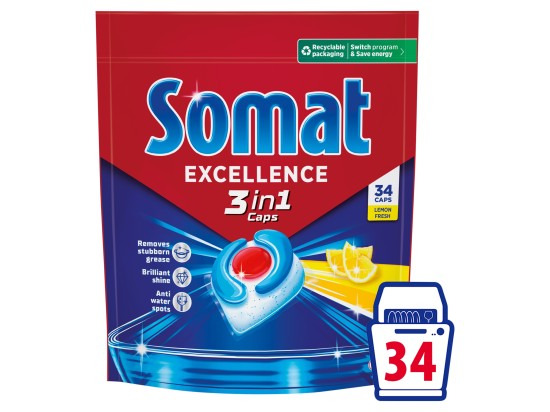 Somat Lemon 3v1 tablety do myčky 34 ks, 615,4 g