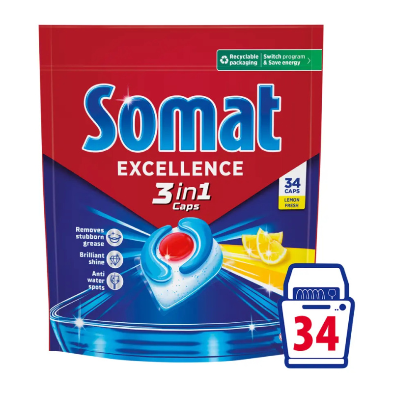 Somat Lemon 3v1 tablety do myčky 34 ks, 615,4 g