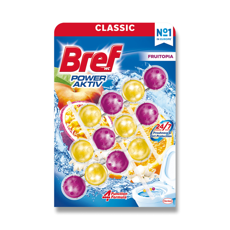 Bref Power Aktiv Classic - WC blok - Fruitopia, 3 x 50 g