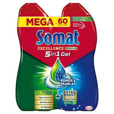 Somat Excellence 5in1 Anti-Grease duo gel do myčky 2x540 ml 60 dávek