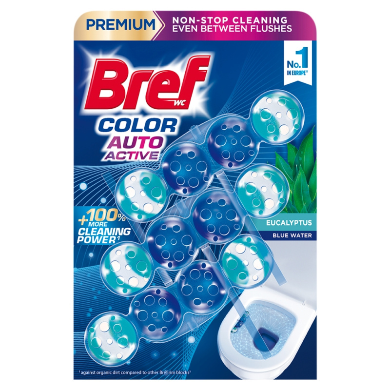 Bref Color Auto Active Eucalyptus tuhý WC blok 3 x 50 g