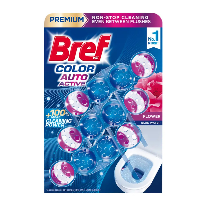 BREF Color Aktiv Tuhý WC blok Flowers 3 x 50 g