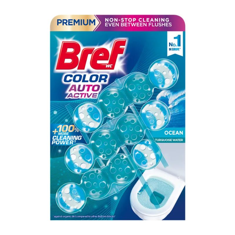 Bref Color Auto Active Ocean tuhý WC blok 3 x 50 g