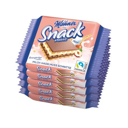 Manner Snack minis - křupavé oplatky s náplní - lískooříškové, 5 x 25 g