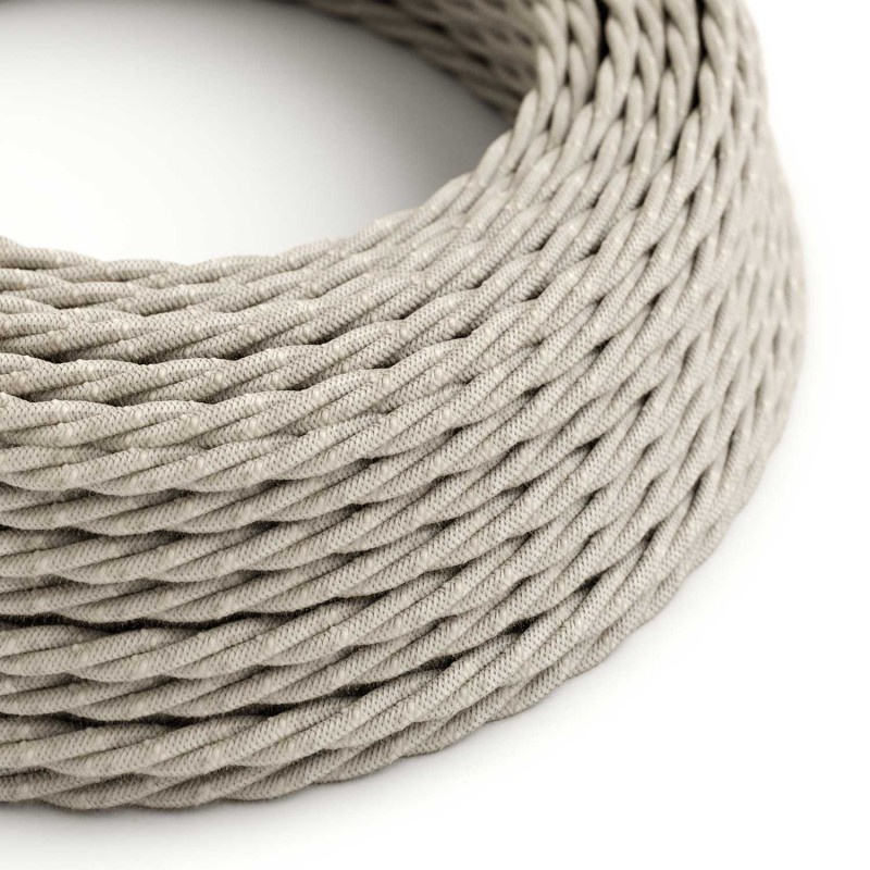 creative cables Splétaný lněný textilní elektrický kabel TN01 přírodní neutrální barvy Počet žil: 2x0.75