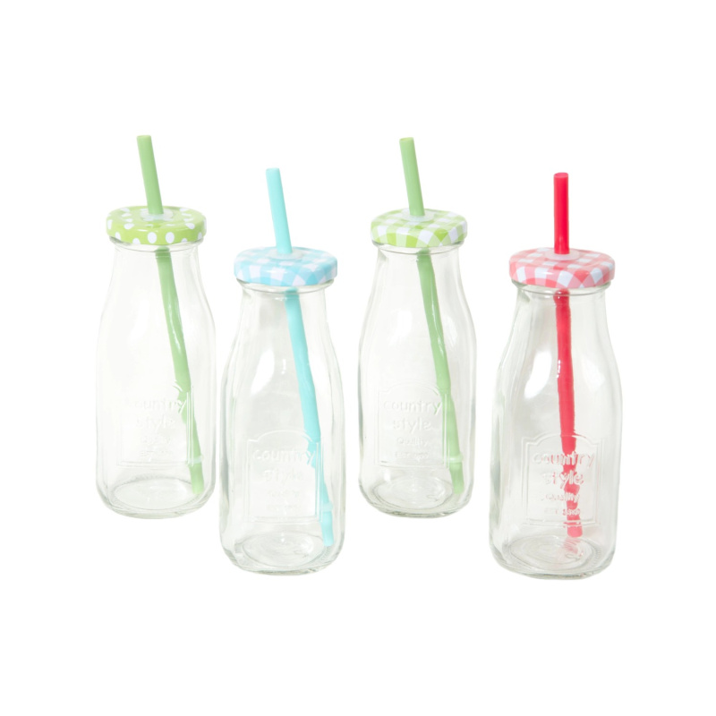 Láhev na limonádu s brčkem, 325 ml