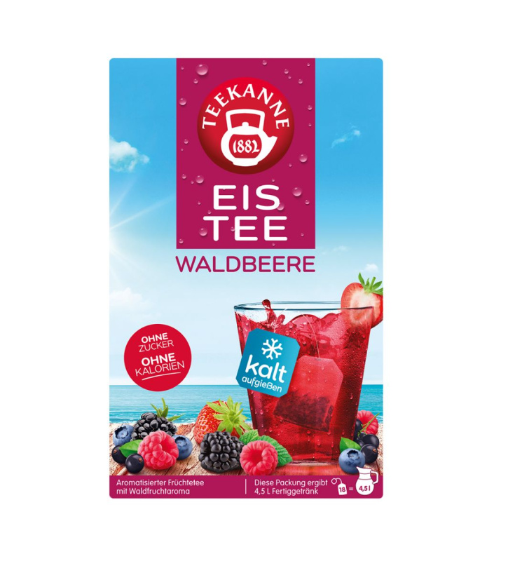 Ovocný čaj Teekanne Eistee - Waldbeere, do studené vody, 18x 2,5g, 45 g